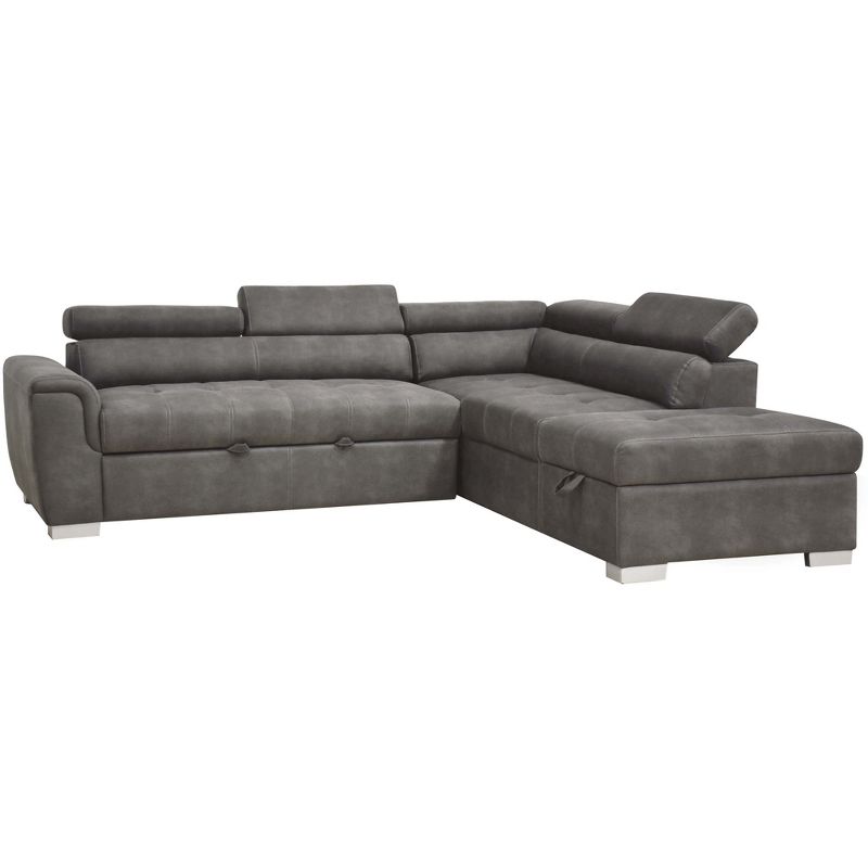 Thelma Sectional Sofa Gray Polished Microfiber - Acme Furniture, 1 of 10
