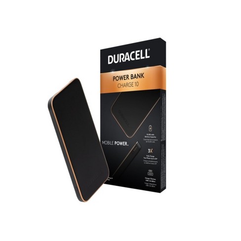 DURACELL Charge 10 10,000mAh Mobile Power bank Compatible with iPhone &  Android and More TSA Carry-on Compliant Recharges Devices Up to 3 times