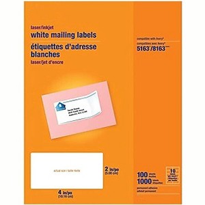 MyOfficeInnovations Laser/Inkjet Shipping Labels 2" x 4" White 10 Labels/Sheet 479877 - 1 of 4