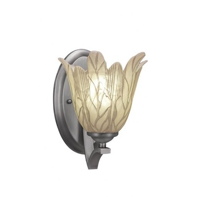 Toltec Lighting Zilo 1 - Light Sconce in  Graphite with 7" Vanilla Leaf Shade