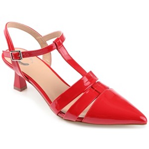 Journee Collection Womens Medium and Wide Width Jazlynn Buckle Kitten Heel Pointed Toe Pumps - 1 of 4