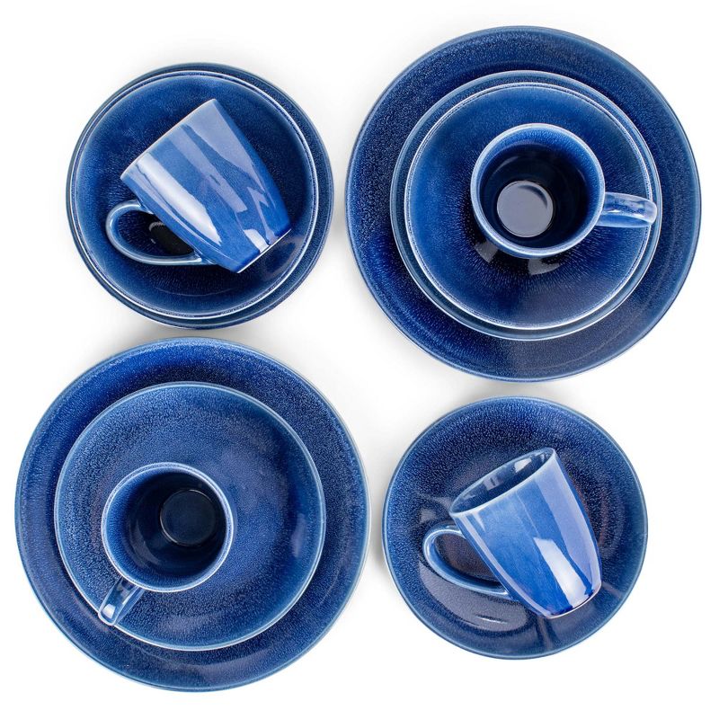 Elanze Designs Reactive Ceramic Dinnerware 16 Piece Set - Service for 4, Blue, 3 of 6