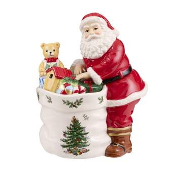 Spode Christmas Tree Figural Santa Candy Jar,7.75 x 5 Inch