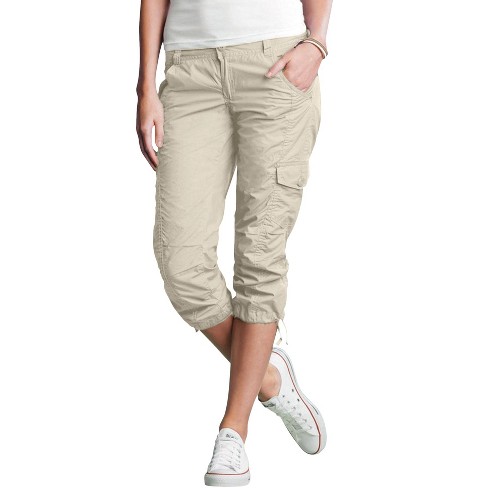 Ellos Women's Plus Size Stretch Cargo Capris Front And Side