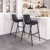 Faux Leather Barstool 39" H Black With Powder Coated Steel Frame and Armrests by Zuo Modern (Set of 2) - 2 of 4
