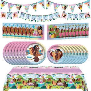 Treasures Gifted Afro Unicorn Party Supplies - Complete Set for 16 Guests - Plates, Tablecloth, Banner, Balloons & Napkins - 1 of 4