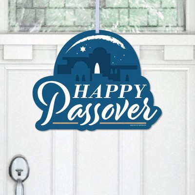 Big Dot of Happiness Happy Passover - Hanging Porch Pesach Jewish Holiday Party Outdoor Decorations - Front Door Decor - 1 Piece Sign
