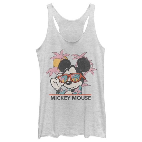 Women's Mickey & Friends Pink Floral Mickey Mouse Logo Racerback Tank Top :  Target