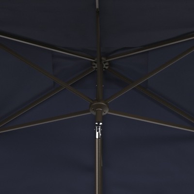Venice Navy and White 6.5 x 10 Ft Rectangle Crank Umbrella