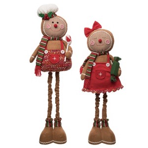 Transpac Christmas Plush Telescoping Gingerbread Set of 2 Christmas Home Decorations - 1 of 1