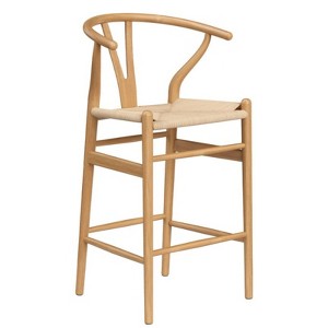 FURNIinspire Dining Chair, Morden Style, Weave Counter Height Bar Stool for Kitchen Island and Dining Room, Brown, 20"*17.5"*39.4" - 1 of 4