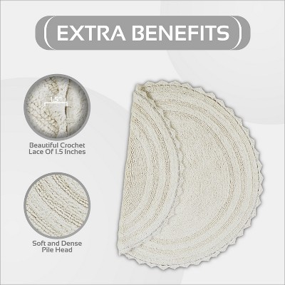 Ivory 30" Round Cotton Crochet Tufted Reversible Bath Rug