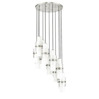 Cayden 24" Brushed Nickel Chandelier with Etched Opal Glass