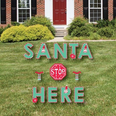 Big Dot of Happiness Elf Squad - Yard Sign Outdoor Lawn Decorations - Kids Elf Christmas Yard Signs - Santa Stop Here