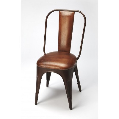 HomeRoots 18" Brown Faux Leather Side Chair