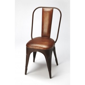 HomeRoots 18" Brown Faux Leather Side Chair - 1 of 3