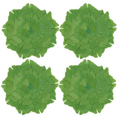 4pk Polyester Ginko Leaf Print Placemats Green - Saro Lifestyle