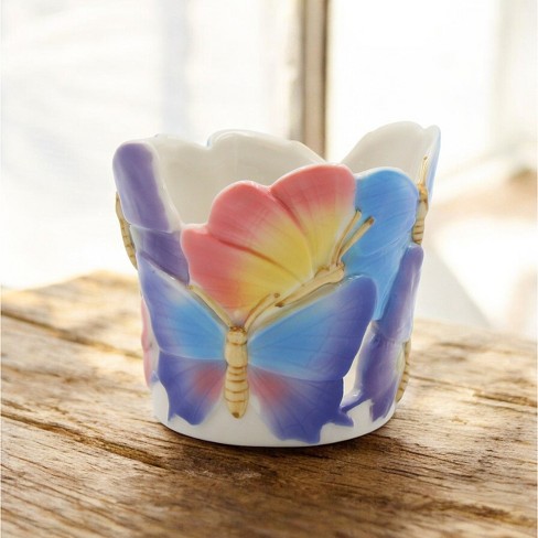 Kevins Gift Shoppe Ceramic Rainbow Butterfly Votive Candle Holder - image 1 of 3