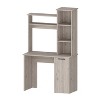 TIRAMISUBEST Beige Computer Desk with Hutch & 3-Tier Storage Shelves - Study Desk with Storage Cabinet for Home Office - 3 of 4