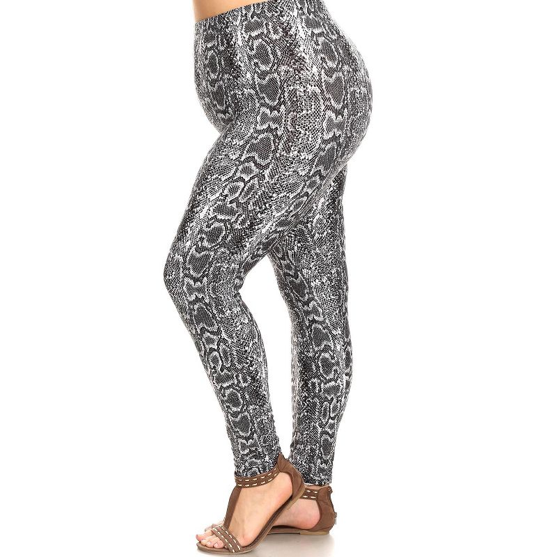Women's Plus Size Printed Leggings - One Size Fits Most Plus - White Mark, 2 of 4