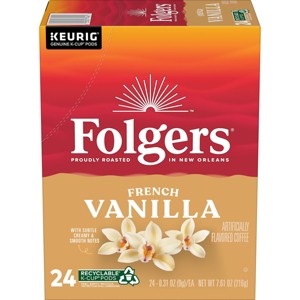 Folgers French Vanilla Mild Roast Coffee - Keurig K-Cup Pods - 24ct - 1 of 4