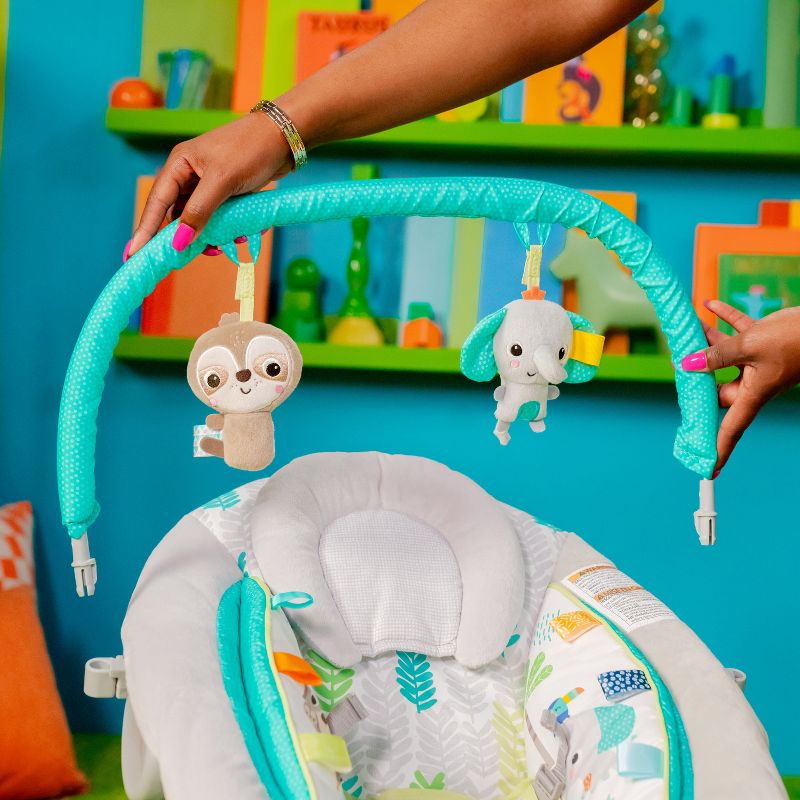 Bright Starts Jungle Vines Comfy Baby Bouncer with Vibrating Infant Seat &#38; Taggies, 6 of 19
