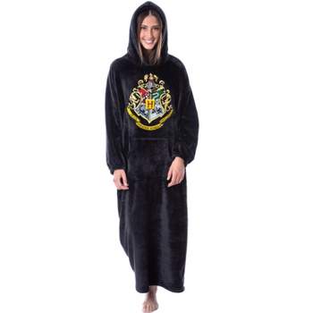 Harry Potter Hogwarts Adults Wearable Blanket Pullover Robe Mens' Womens' Black
