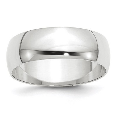 Black Bow Jewelry 7mm or 8mm 10K White Gold Lightweight Half Round Standard Fit Band