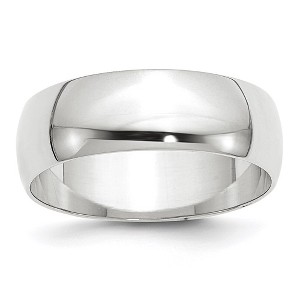 Black Bow Jewelry 7mm or 8mm 10K White Gold Lightweight Half Round Standard Fit Band - 1 of 4