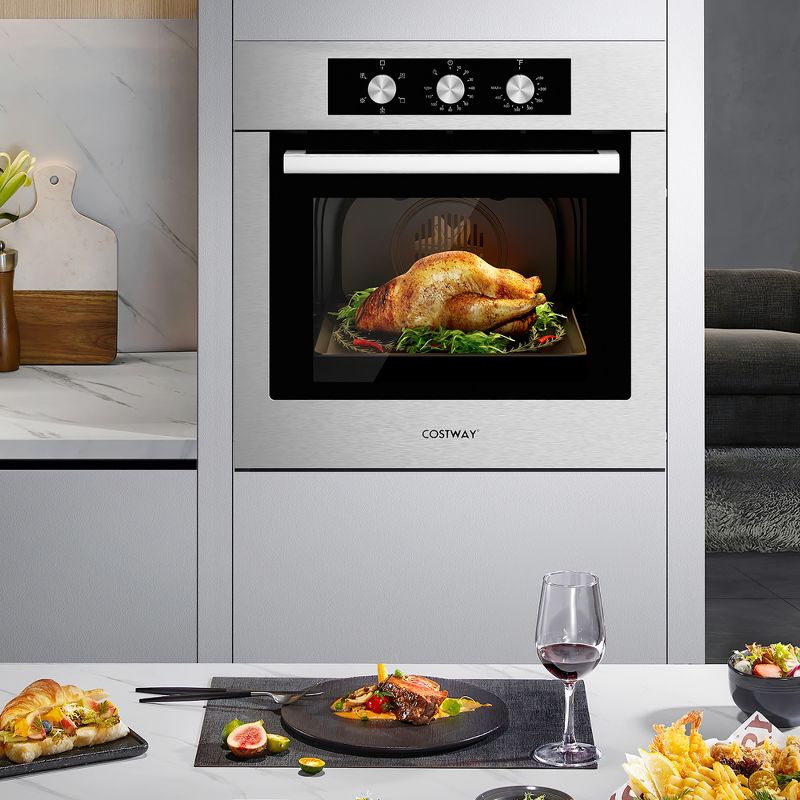 Costway 24'' Single Wall Oven 2.47Cu.ft Built-in Electric Oven 2300W w/ 5 Cooking Modes, 2 of 11