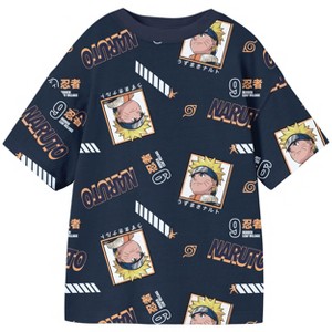 Naruto Classic Team 9 All-Over Print Youth Navy Crew Neck Short Sleeve Drop Shoulder T-shirt - 1 of 2