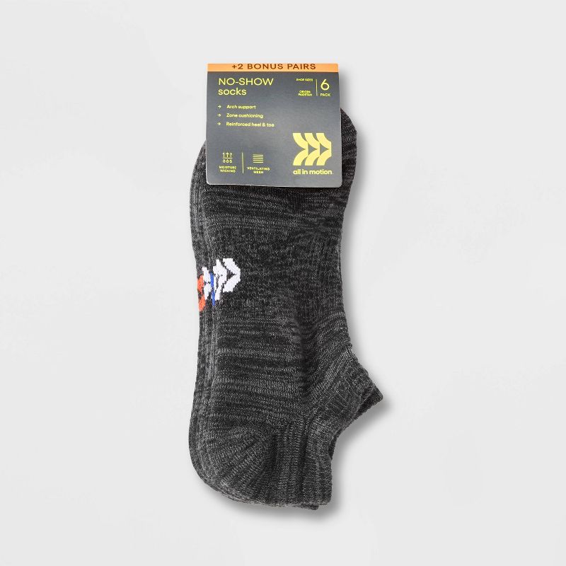 Men&#39;s 6pk+2 No Show Socks - All In Motion&#8482; 6-12, 3 of 5