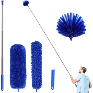 Microfiber Duster with Telescopic Rod, Washable Feather Dusters for Cleaning Cobwebs and Ceiling Fans, 5-Pack Set - 1 of 4