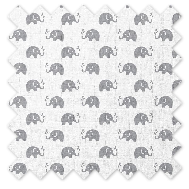 Bacati - Elephants Pink/Gray Muslin 4 pc set of Bibs & Burp Cloths Set, 5 of 6