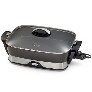 Presto Electric Skillet with Tempered Glass Lid, Nonstick Foldaway Kitchen Appliance, Electric Pot for Cooking, 16 Inch, Black - 1 of 4