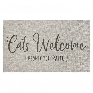 Stupell Industries Cats Welcome People Tolerated Printed Outdoor Imitation Sisal Door Mat, design by Gigi Louise - 1 of 4