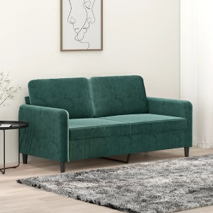 vidaXL 2-Seater Sofa Dark Green 55.1 in. Velvet - 1 of 4