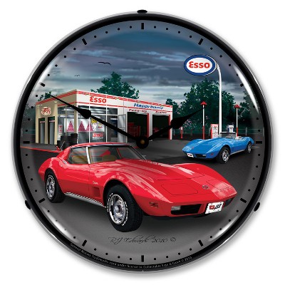 Collectable Sign & Clock | 1974 Corvette LED Wall Clock Retro/Vintage, Lighted