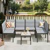 XINGHANZHENXUAN Yellow 7-Piece Rust-Resistant Iron Patio Dining Set, Modern Design with Comfortable Seating for Outdoor Use - 2 of 4