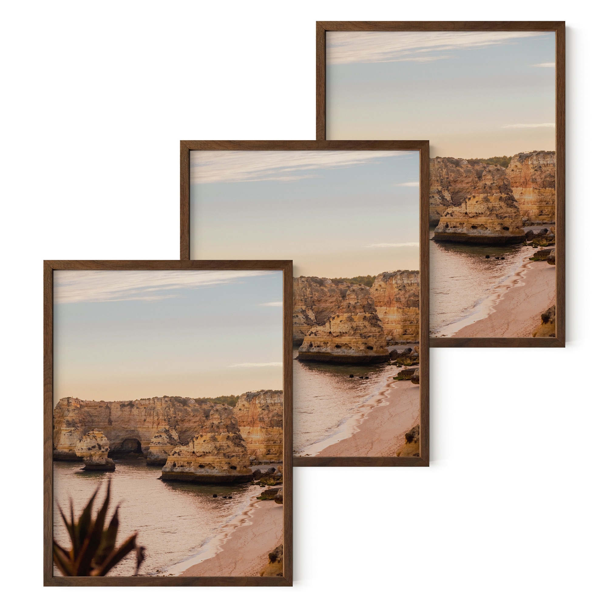 Haus and Hues Set of 3 Picture Frame with Plexiglass Cover, Walnut Oak, 18x24