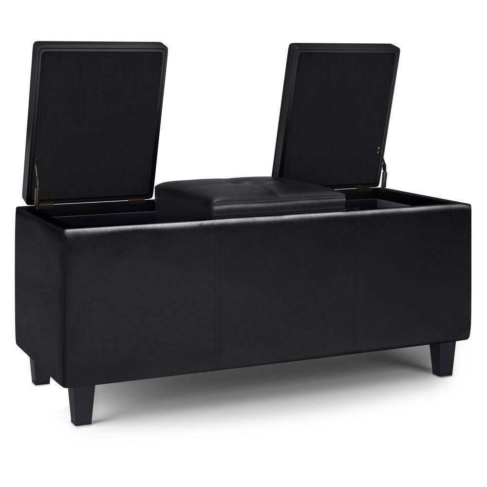 Photos - Pouffe / Bench Franklin Tray Storage Ottoman with Lift Up Lids Midnight Black - WyndenHall