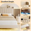 Floating Bed Frame with Charging Station & Storage Headboard, Upholstered Platform King Size Bed Frame with LED Lights, Solid Wood Slats - 4 of 4