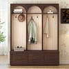 Lycvki 74.8"H Arched Design Wooden Hall Tree with Entryway Bench and 8 Retro Hooks - 2 of 4