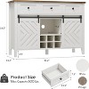 47” Farmhouse Buffet Cabinet with Sliding Barn Doors, Removable Wine Rack & Adjustable Shelves - Stylish Kitchen & Dining Room Storage - 2 of 4