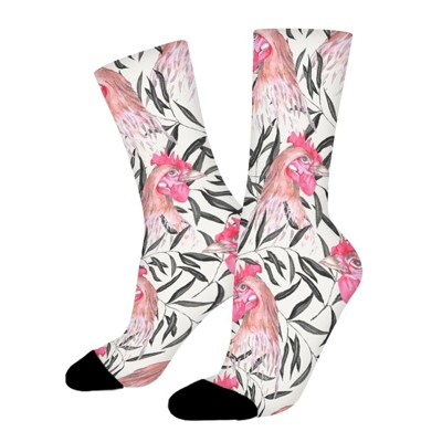 Roosters Women Printed Crew Socks Funny Funky Socks Soft Polyester Novelty Gifts for Artists Men