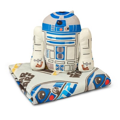 Disney Star Wars, R2-D2 Droid, Silk Touch Throw and Hugger Pillow Set, 50 x 60 Inches White