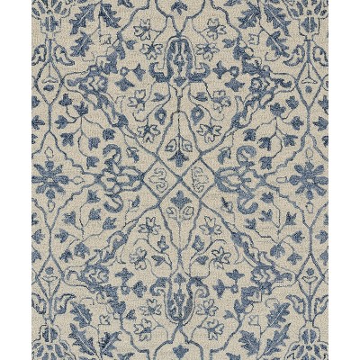 Hand Tufted Blue Wool Rectangular Area Rug 3'6" x 5'6"
