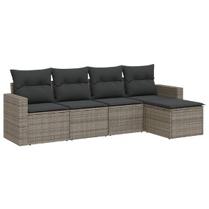 vidaXL Garden Sofa Set Grey PE rattan 25.8x24.4x27.2 in Modular - 1 of 4