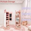 Angel Sar Bow Pattern Children's Jewelry Mirror Cabinet, Painted MDF Rotating Storage with Door & Shelf, Kids Accessory Organizer for Bedroom - 4 of 4
