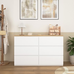 FONTOI 6 Drawer Dresser Storage Cabinet Wood Storage Tower Clothes Organizer Hallway Large Storage Dresser for Bedroom, White, 47.2"* 15.74"*29.5" - 1 of 4